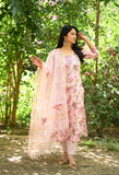 Elegant Kurti with Graceful Pink Netted Dupatta