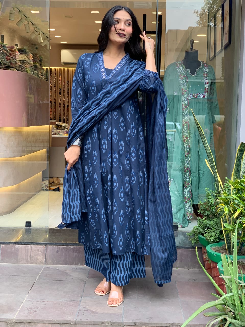 Elegant Long Blue Kurti