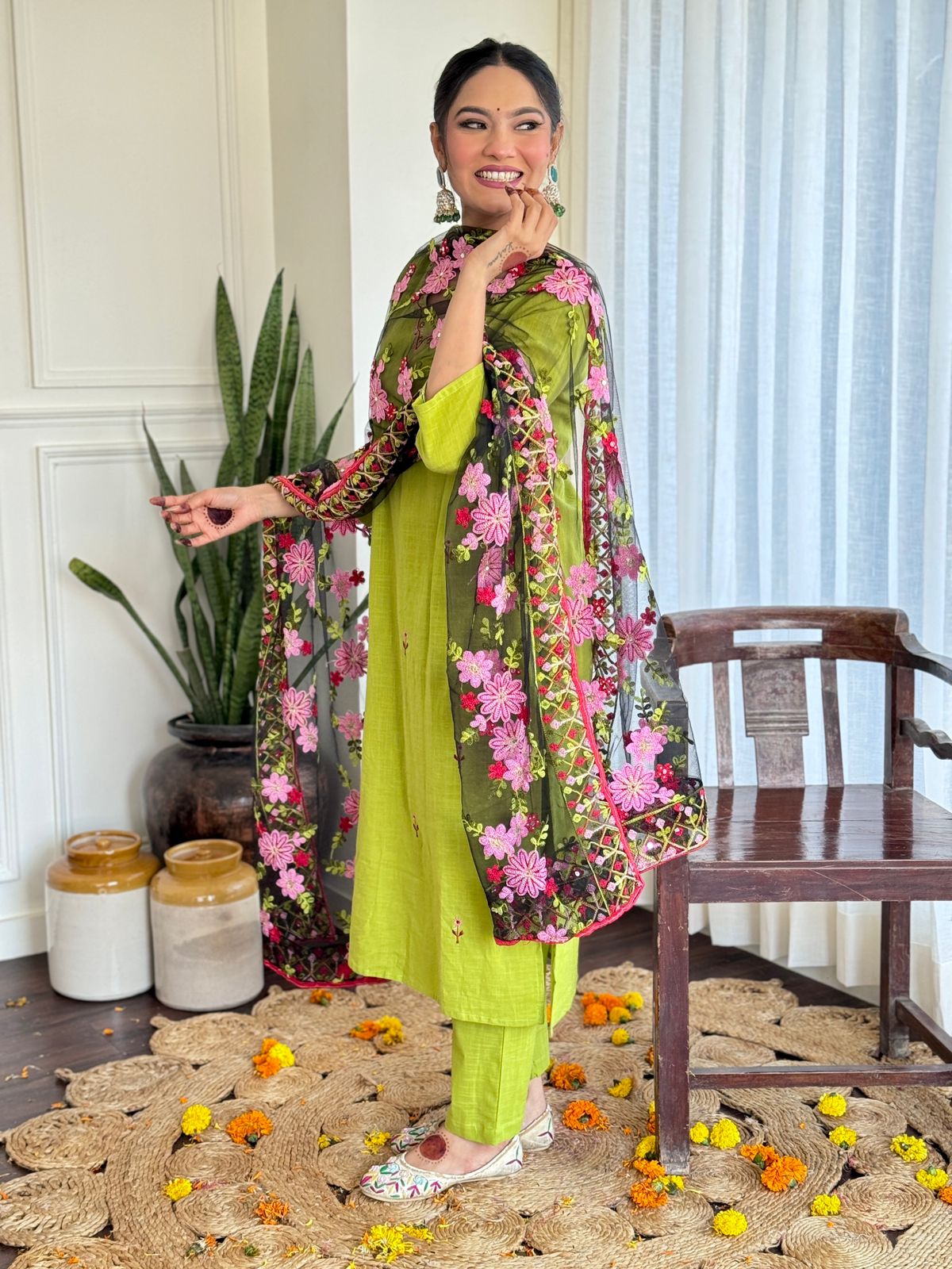 Radiant Yellow Kurti with Designer Dupatta