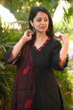 Elegant Black Kurti with Red Dupatta