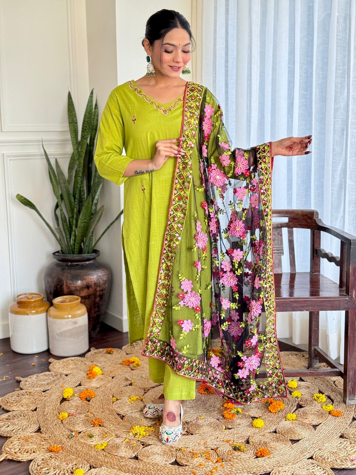 Radiant Yellow Kurti with Designer Dupatta