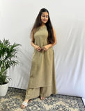 Olive Green Notch Neck Kurta Set for Women