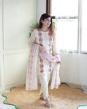 Elegant White Kurti with Pink Design