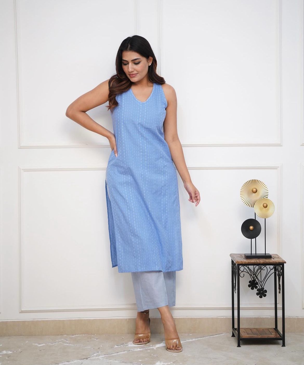 Stylish Blue Half-Sleeve Co-ords Set