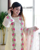 Elegant White Kurti with Pink Design