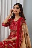 Elegant Brown Kurti with Cream Dupatta